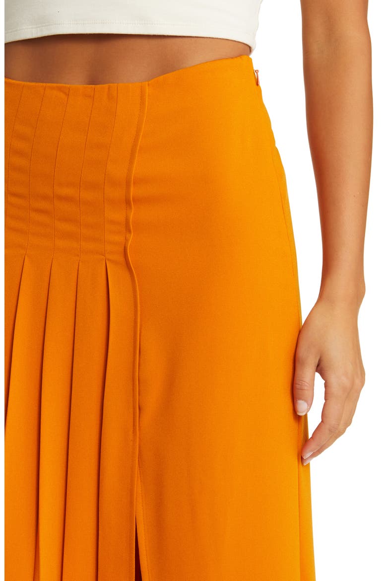 Pleated Midi Skirt, Alternate, color, ORANGE JAM