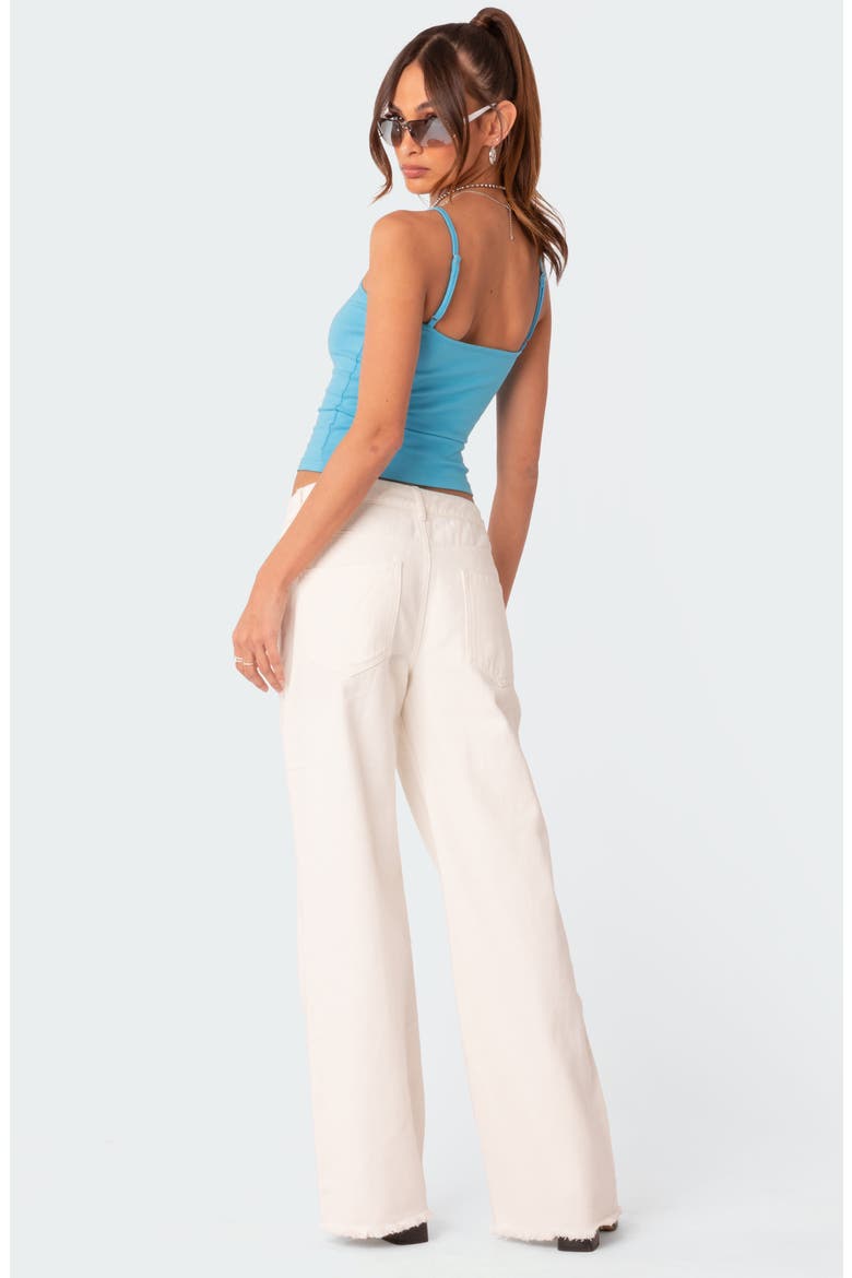 Dahlia Low Rise Fray Hem Straight Leg Jeans, Alternate, color, WHITE