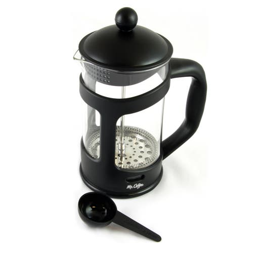 Mr Coffee Brivio 28 Ounce Glass French Press Coffee Maker With Plastic Lid In Black