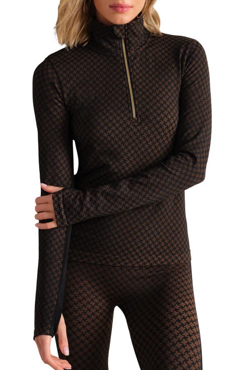 Houndstooth Seamless Half-Zip Pullover
