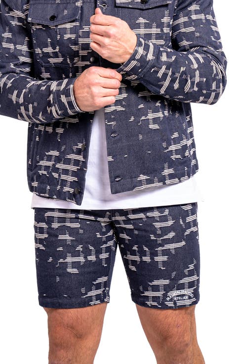 Ascension0003 Blue Denim Jacquard Shorts