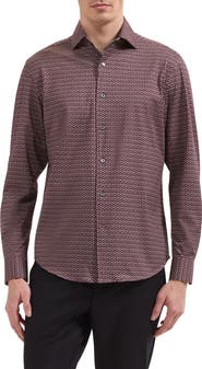 Bugatchi Devon OoohCotton® Geo Print Button-Up Shirt