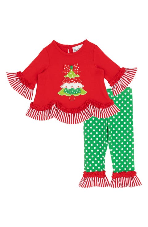 Christmas Tree Appliqué Top & Leggings Set (Baby)