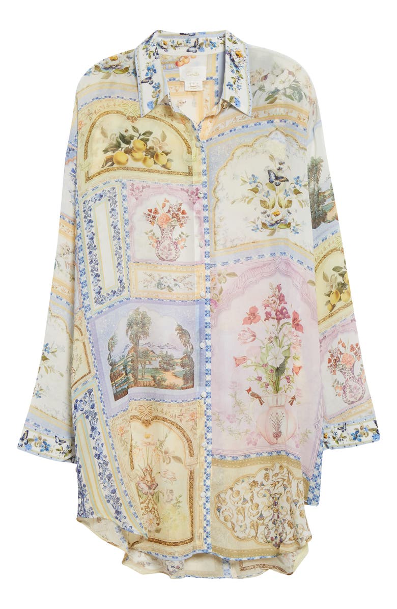 Camilla Botanical Ballads Long Sleeve Silk Tunic, Alternate, color, Botanical Ballads
