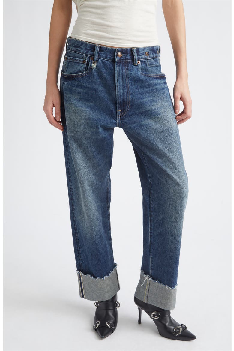 Cuffed X-Boyfriend Jeans, Main, color, CASLON SELVEDGE BLUE