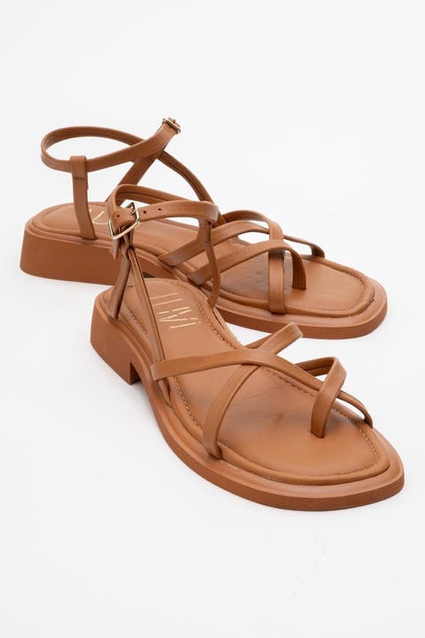 Antas Strappy Leather Flat Sandals