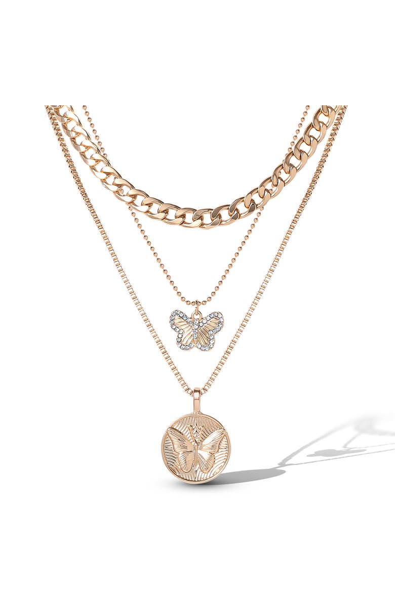 Jessica Simpson 3-Piece Butterfly Necklace, Main, color, Gold