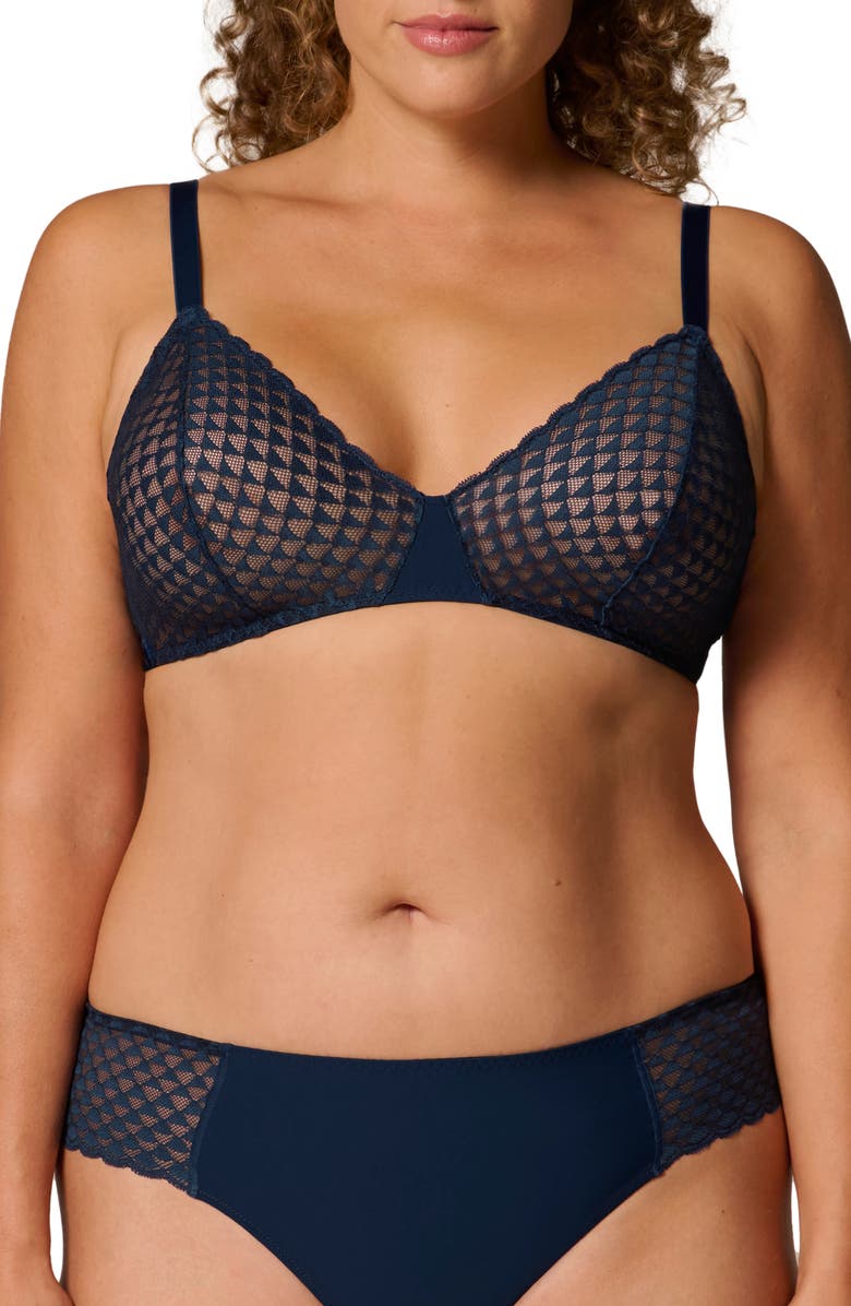 Simone Perele Subtile Triangle Wirefree Bra, Alternate, color, Midnight