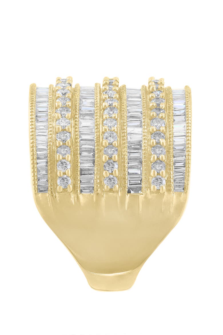 Multi-Row Pavé Diamond Statement Ring in 14K Yellow Gold, Alternate, color, Hematite and FW Blush Pearl