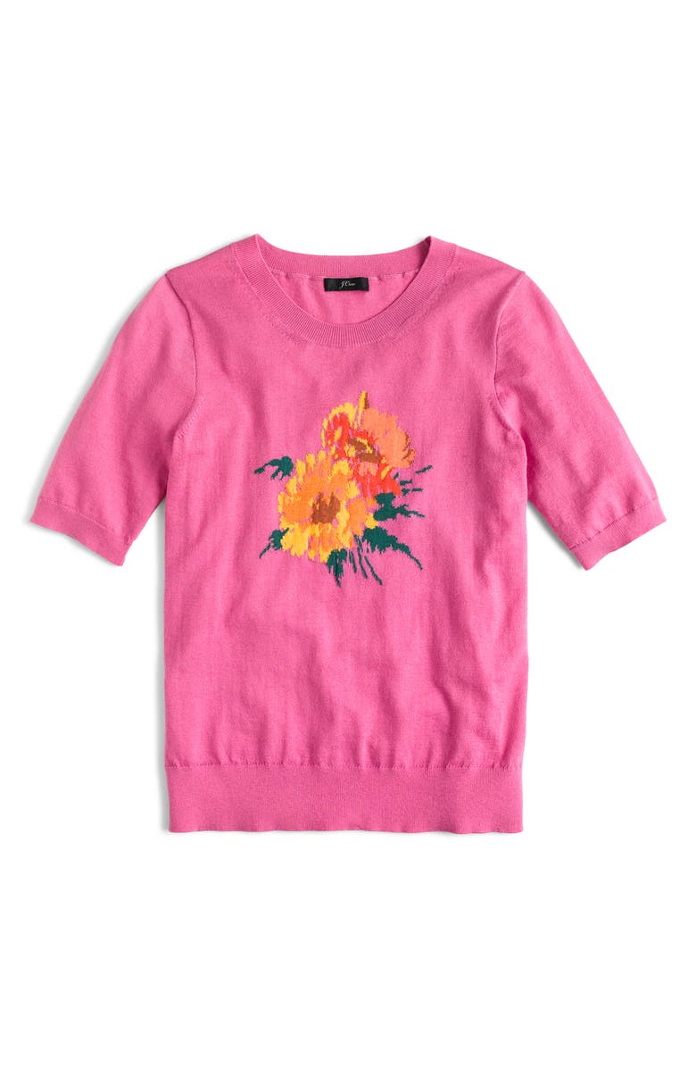J.Crew Tippi Flowers Short Sleeve Sweater, Alternate, color, 