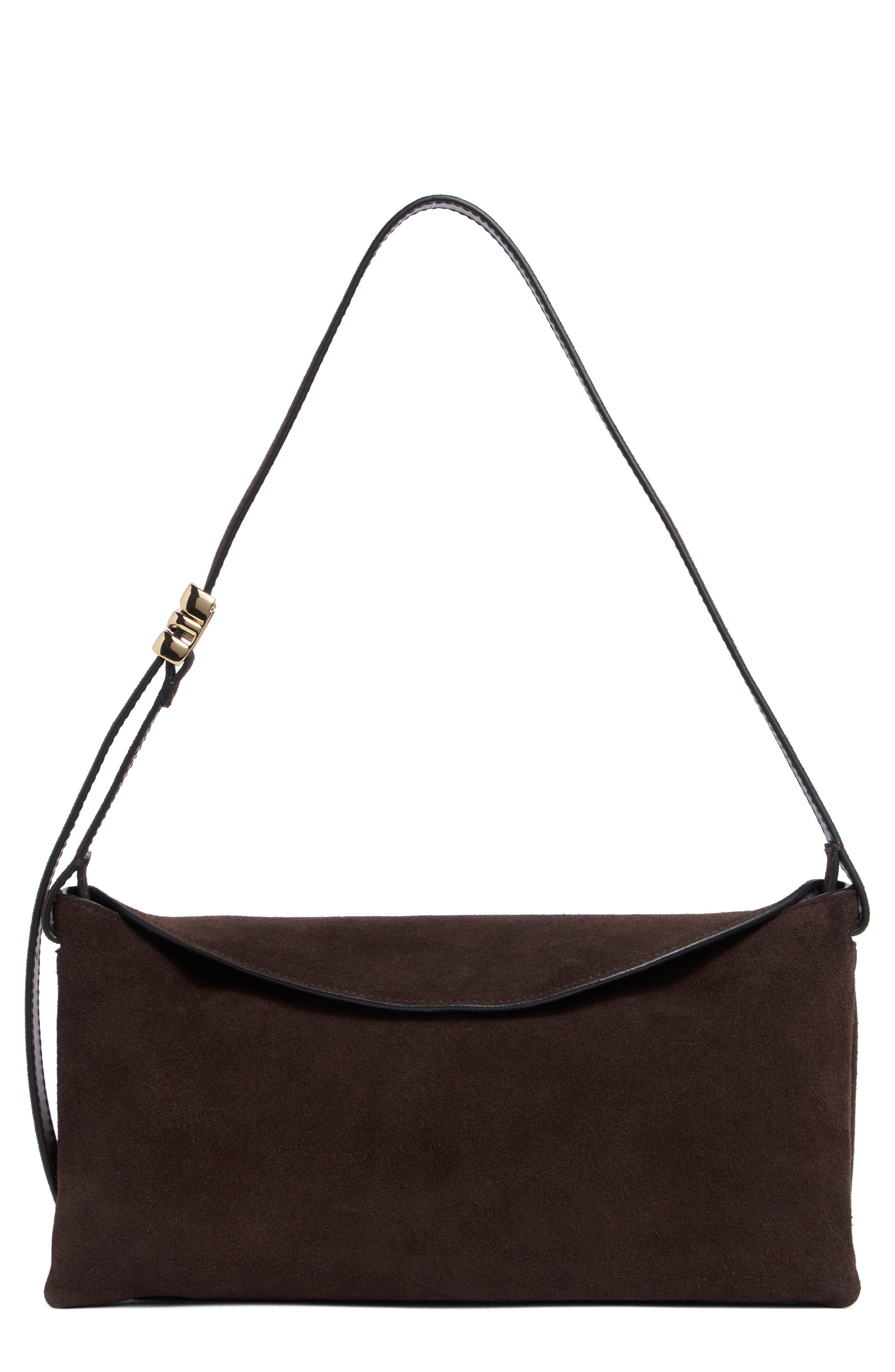 Madewell The Date Night Suede Shoulder Bag, Main, color, Dark Carob
