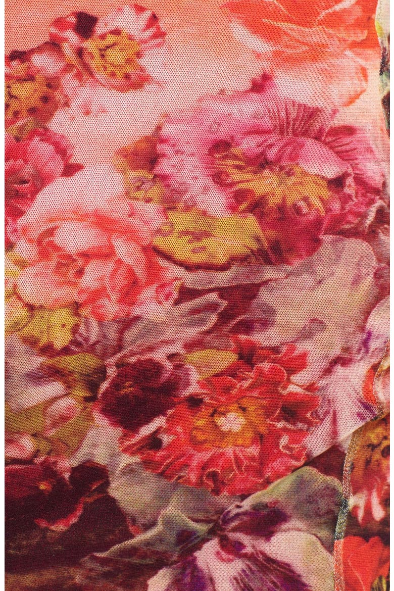 Floral Print Ruffled Hem Skirt, Alternate, color, GRANATA