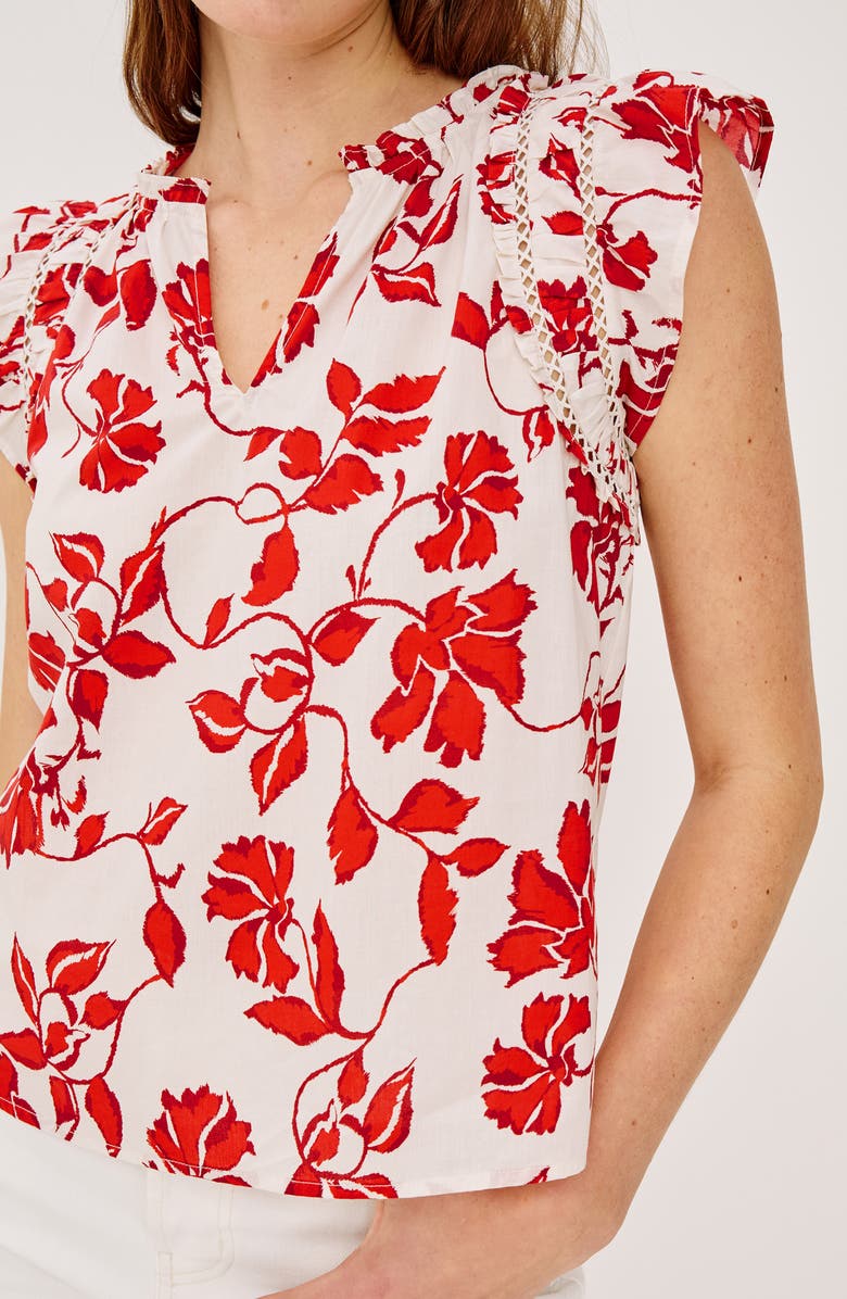 Rails Floral Ladder Stitch Flutter Sleeve Top, Alternate, color, Red Jasmine