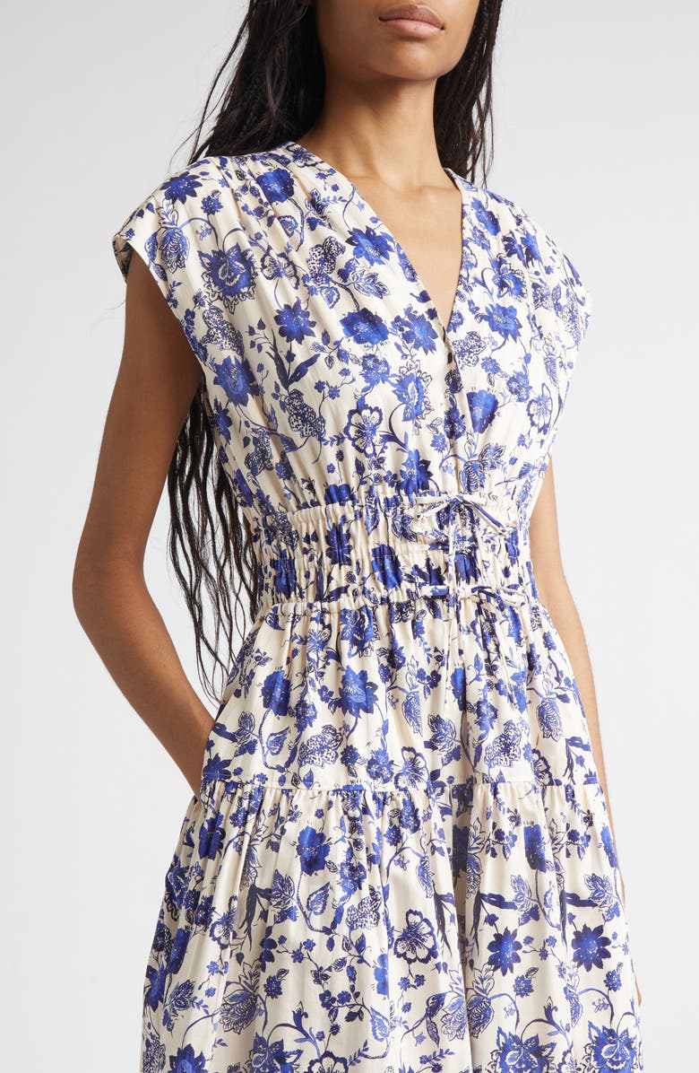 Derek Lam 10 Crosby Tora Floral Poplin Fit & Flare Dress, Alternate, color,