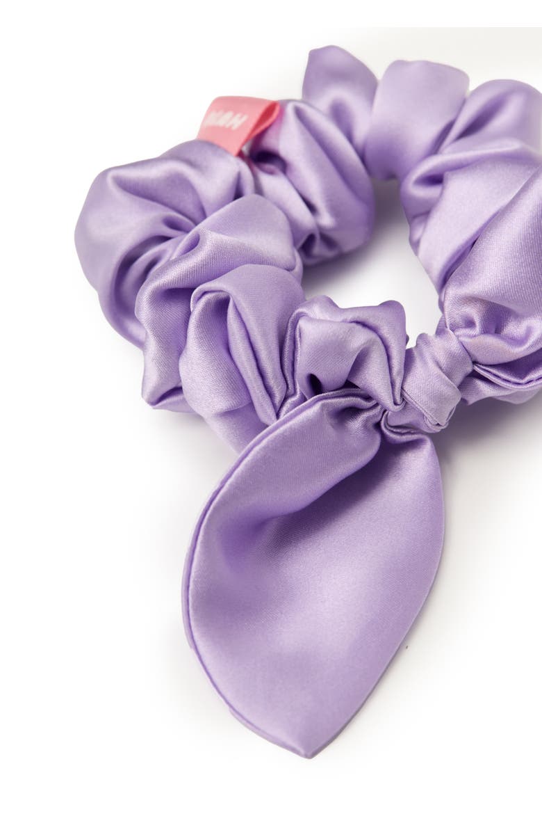 Bunny Ear Silk Hair Tie Scrunchie, Alternate, color, Purple