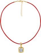 BY ADINA EDEN Colored CZ Emerald Bezel Pendant & Rope Chain Choker Necklace