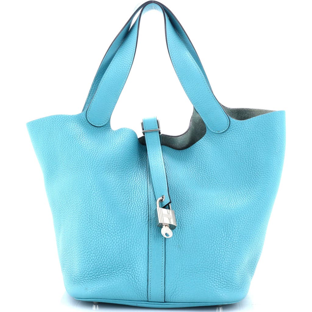 Pre-owned Hermes Hermes Picotin Lock Bag Clemence Gm In Blue