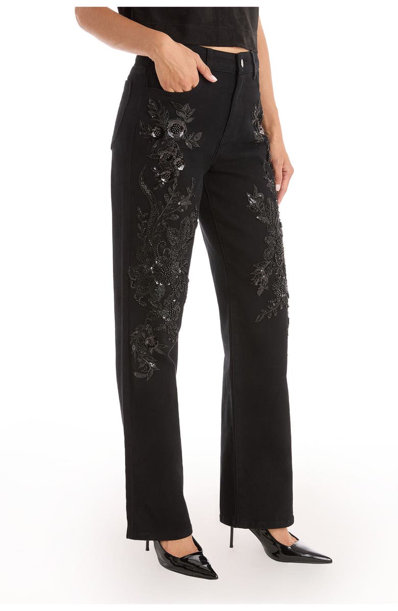 The Noli Shop Stassi Floral Sequin Jean, Alternate, color, Black