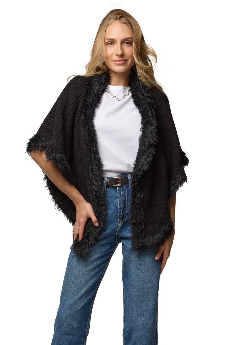 SAACHI Faux Fur Trim Topper, Alternate, color, Black