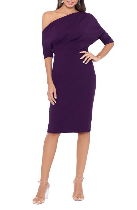 One-Shoulder Crepe Scuba Sheath Dress