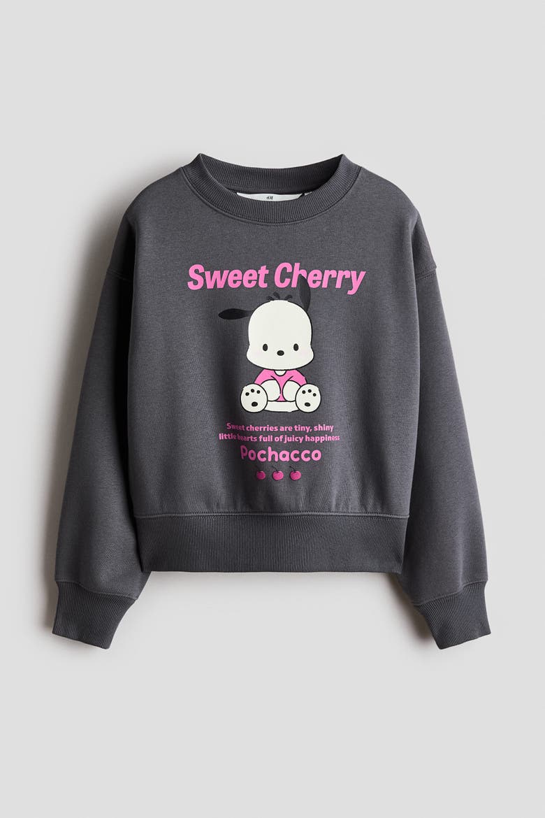 Brushed-Inside Sweatshirt With Printed Motif, Main, color, Gray melange/Pochacco