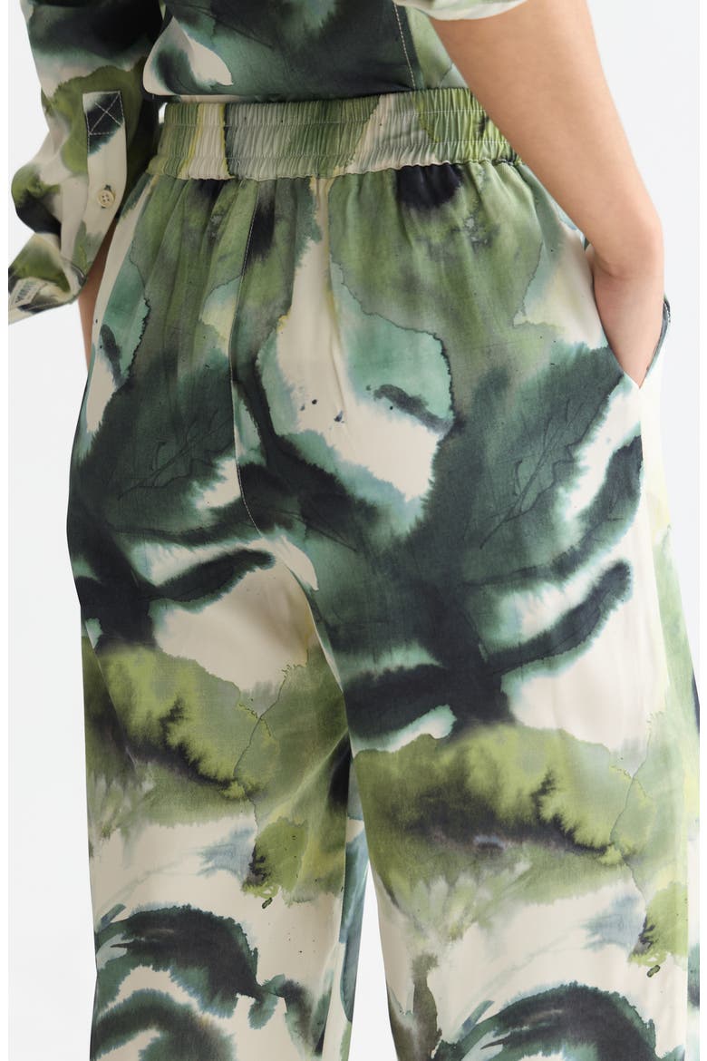 Gia Floral Print Wide Leg Pants, Alternate, color, WATERCOLOR FLOWER BALSAM GREEN