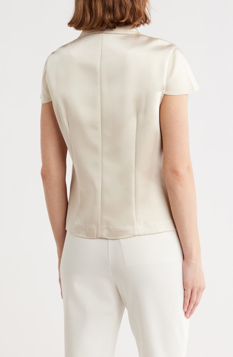 JASON WU Collar Short Sleeve Satin Button-Up Shirt, Alternate, color, Champagne