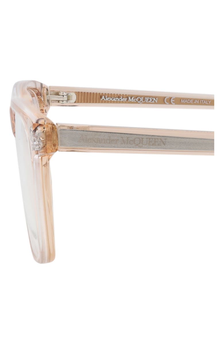McQueen 53mm Square Reading Glasses, Alternate, color, Beige/ Beige Transparent