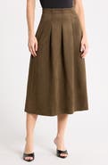MAX STUDIO Faux Suede Pleated Skirt