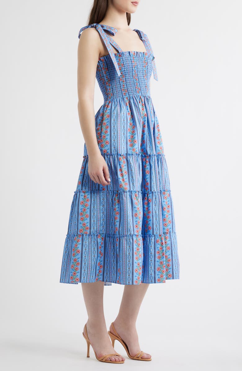 Hill House Home The Ribbon Ellie Nap Midi Dress, Alternate, color, Floral Batik Stripe Blue