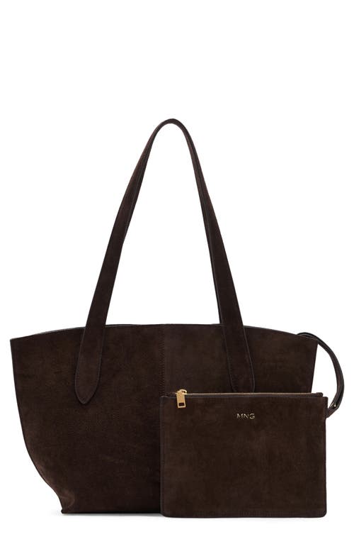 Mango Mini Suede Shopper Bag In Brown