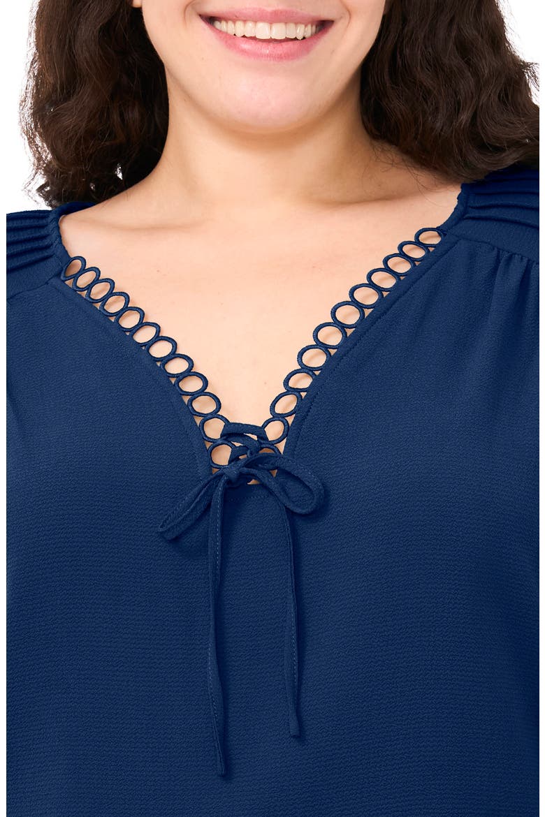 Circle Lace Long Sleeve Pintuck Top, Alternate, color, NIGHT HORIZON