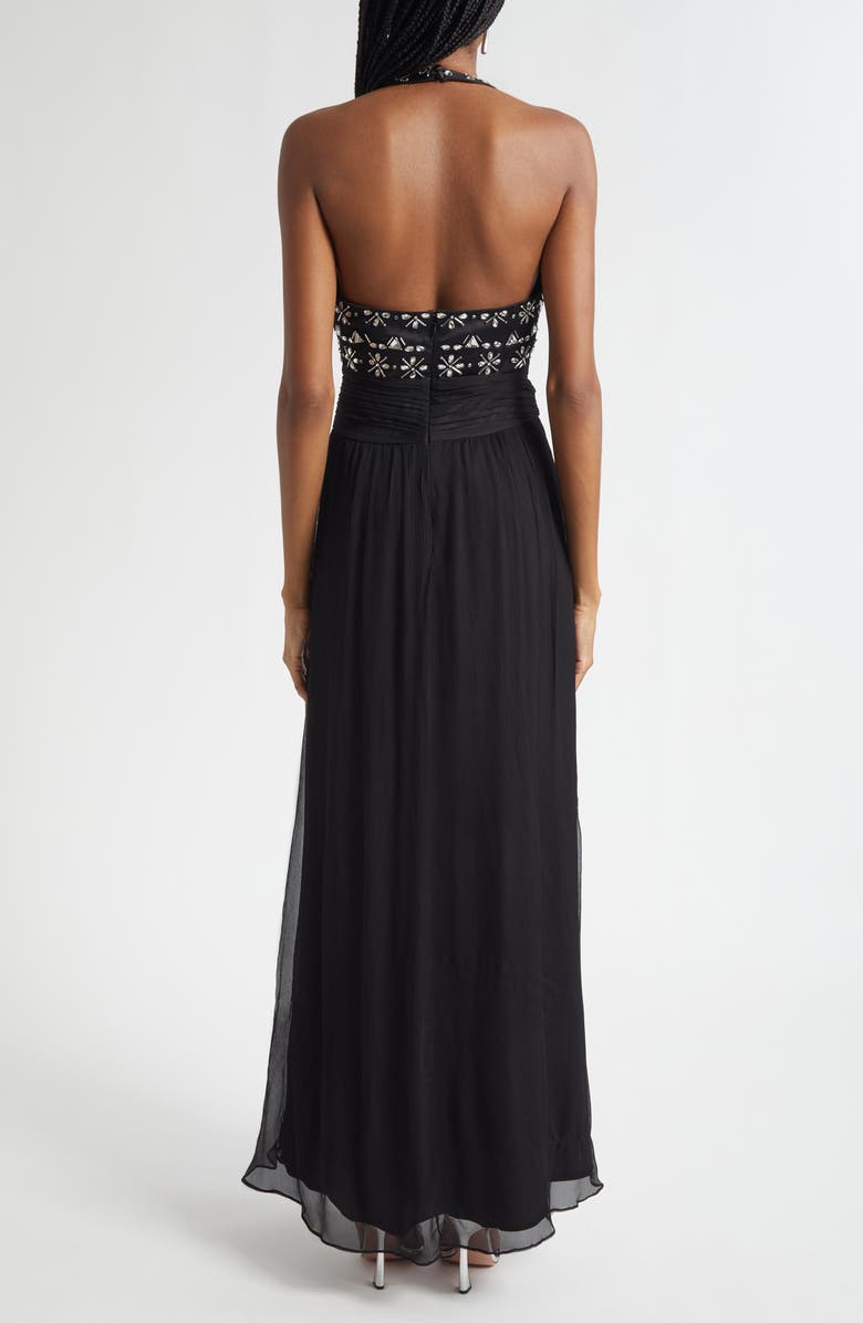 Ramy Brook Martina Embellished Bodice Chiffon Gown, Alternate, color, Black