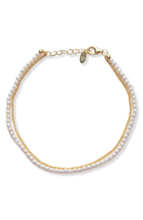 Faux Pearl & Chain Bracelet