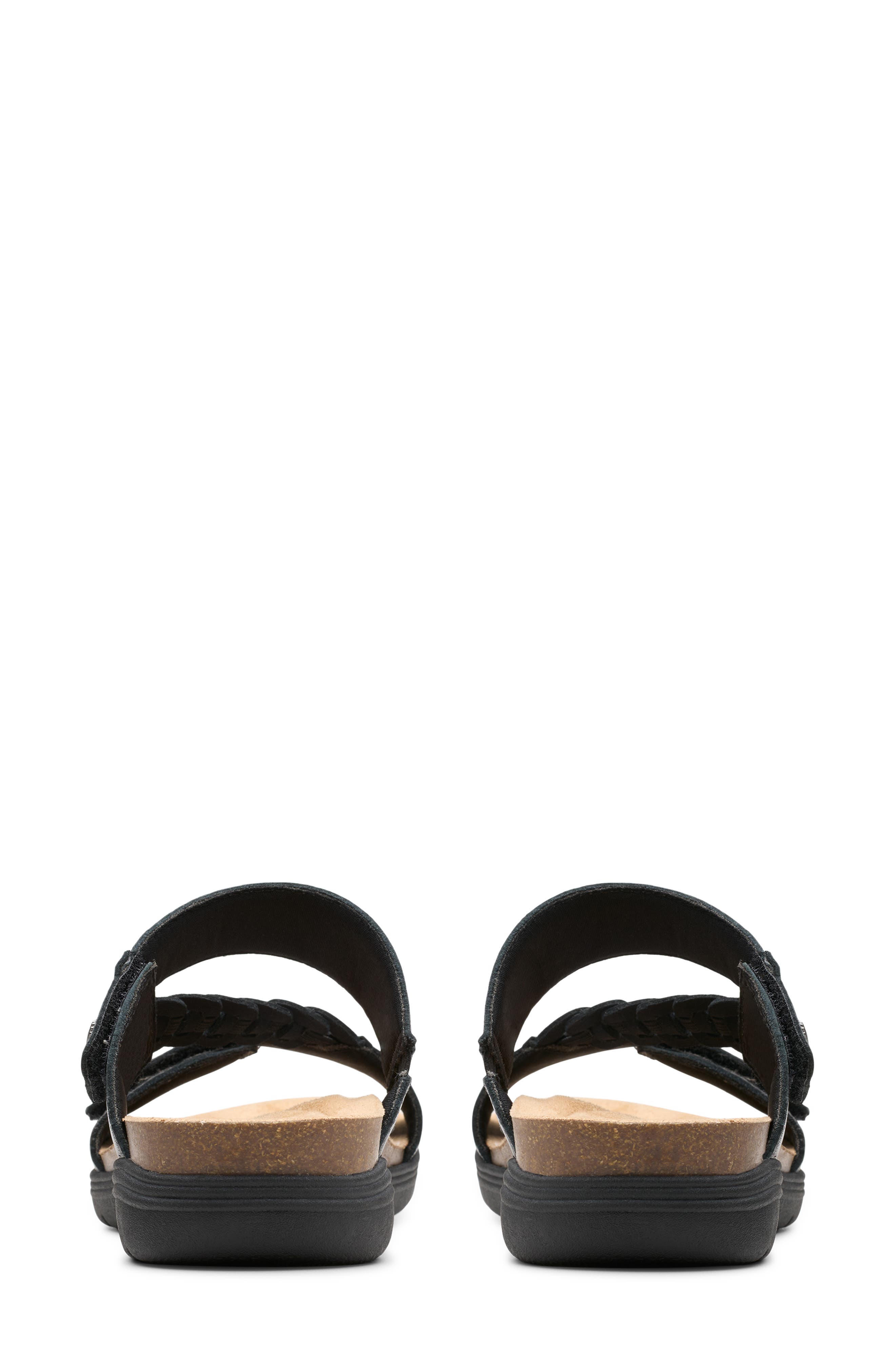 Clarks<sup>®</sup> April Raelyn Slide Sandal, Alternate, color, Black Leather