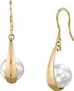 The Pearl Source 14K Gold White South Sea Pearl Regina Earrings