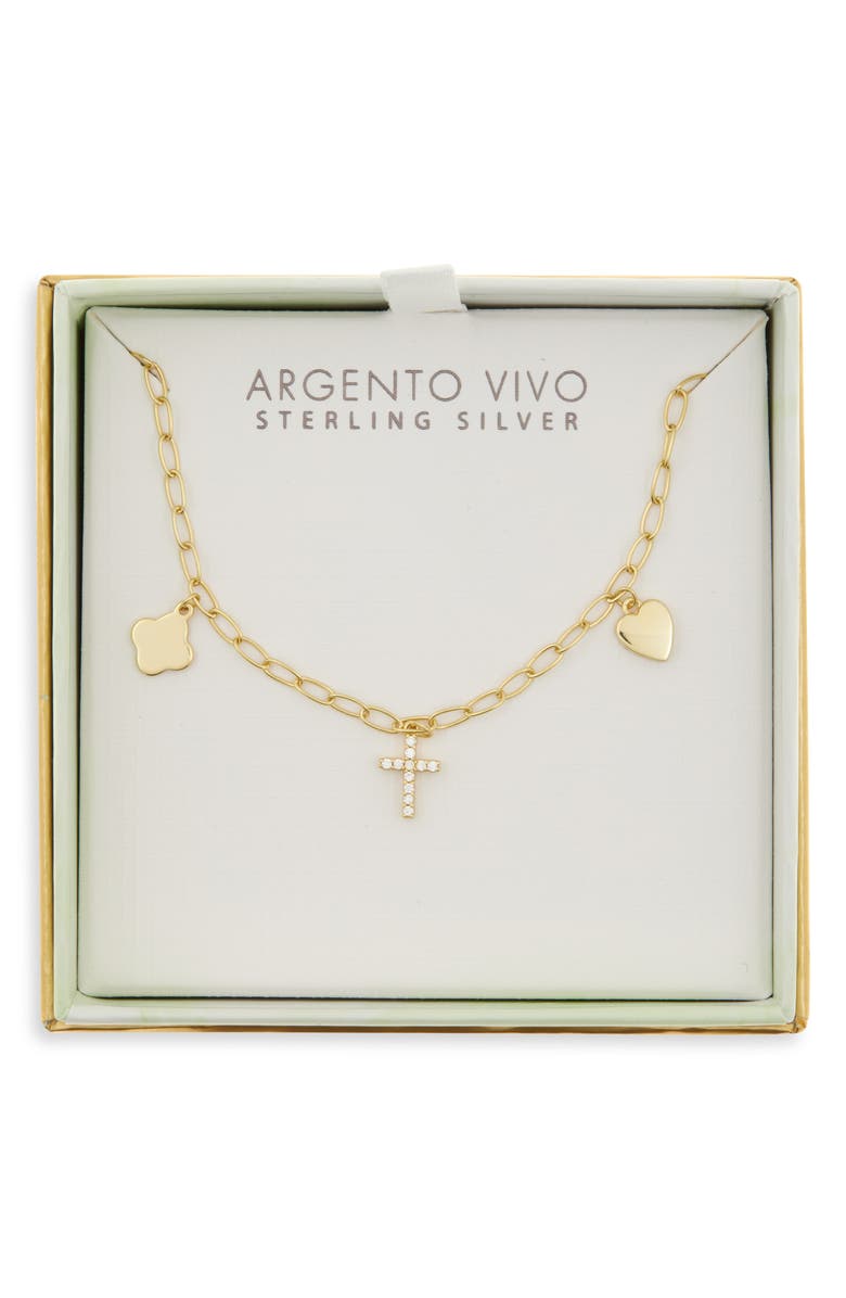 ARGENTO VIVO Mixed Charm Paper Clip Necklace, Main, color, Gold