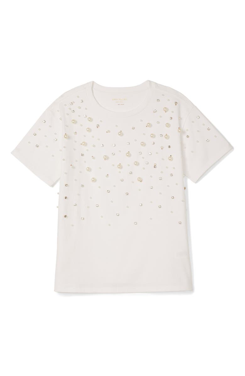 Kate Spade New York rhinestone & imitation pearl embellished t-shirt, Alternate, color, 