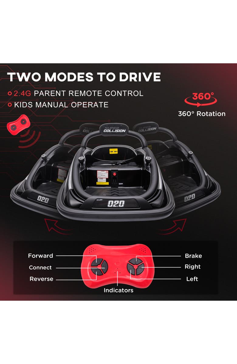 Aosom 12V Kids Electric Sports Car with Parent Remote, Bluetooth, Horn, Music, LED, Alternate, color, Black