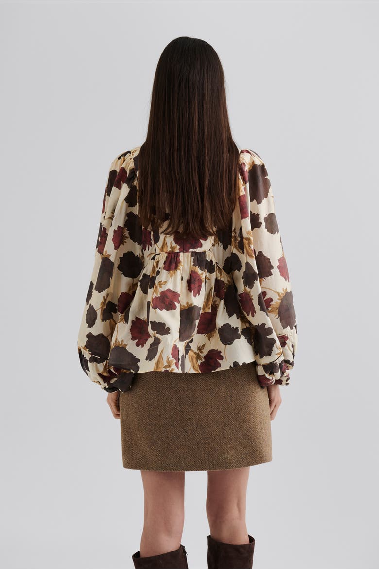 Pernilla High Neck Balloon Sleeve Blouse, Alternate, color, Wine Peony