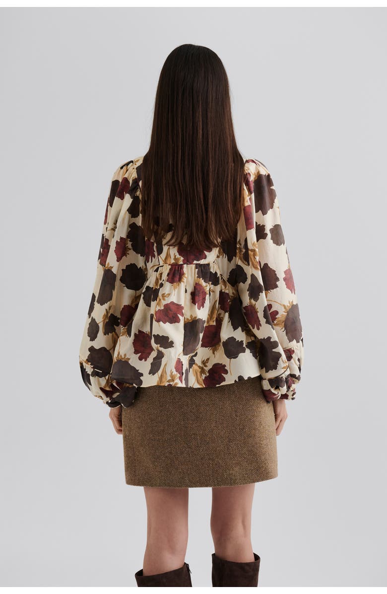 Malina Pernilla High Neck Balloon Sleeve Blouse, Alternate, color, Wine Peony