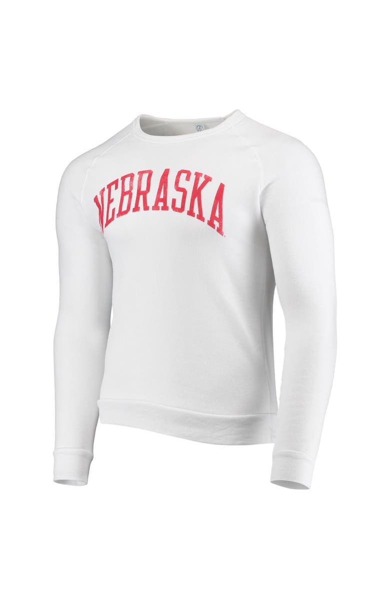 ALTERNATIVE APPAREL Men's Alternative Apparel White Nebraska Huskers The Champ Tri-Blend Raglan Pullover Sweatshirt, Alternate, color, 