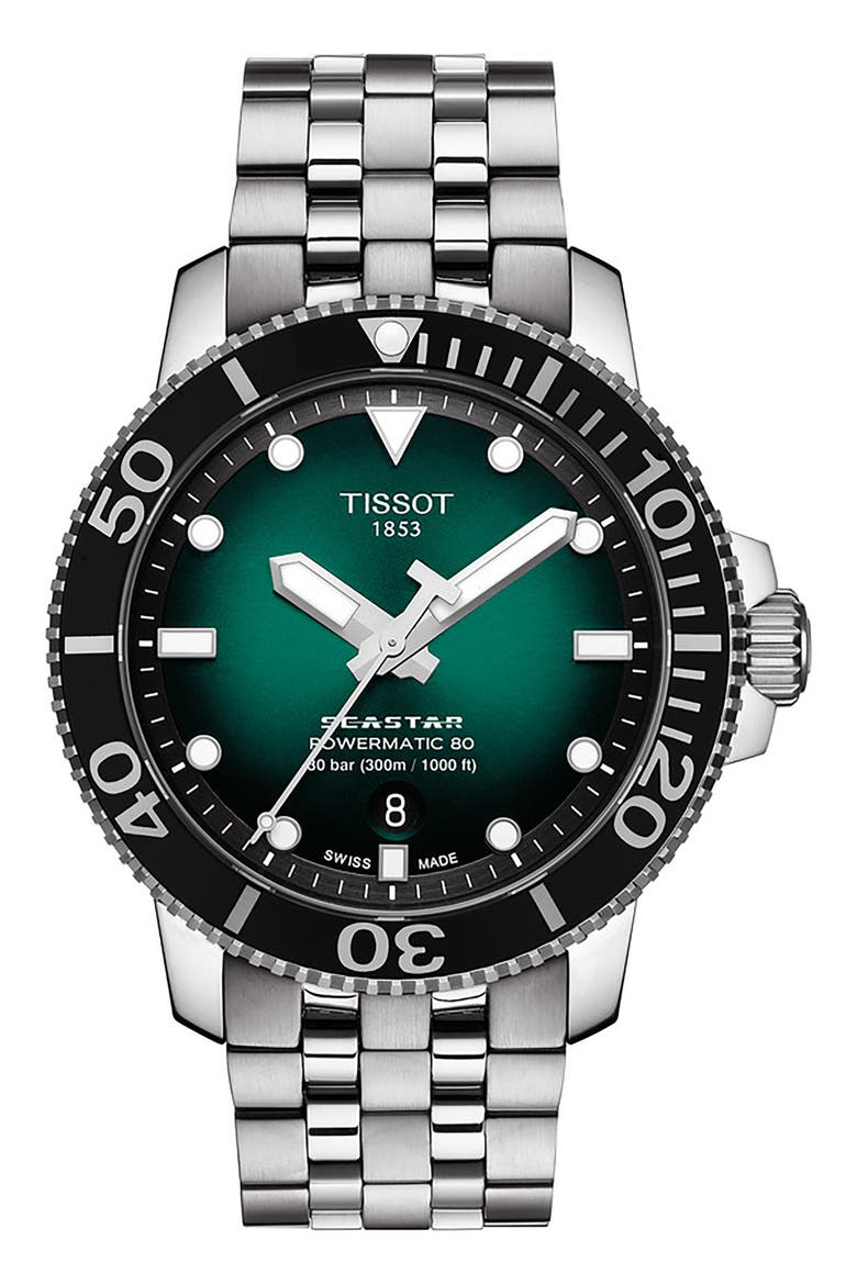 Seastar 1000 Powermatic Bracelet Watch, 43mm, Main, color, GREEN GRADIENT