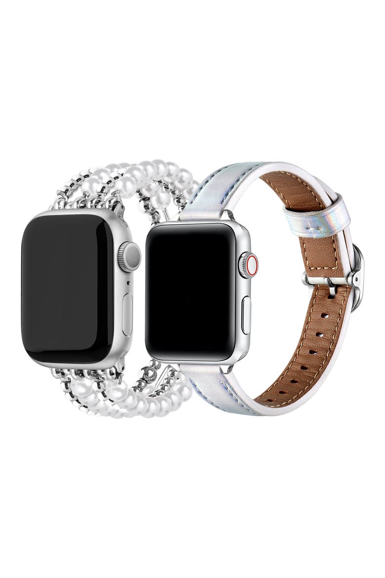 Carmen Penny 2-Pack Apple Watch® Watchbands, Alternate, color, SILVER