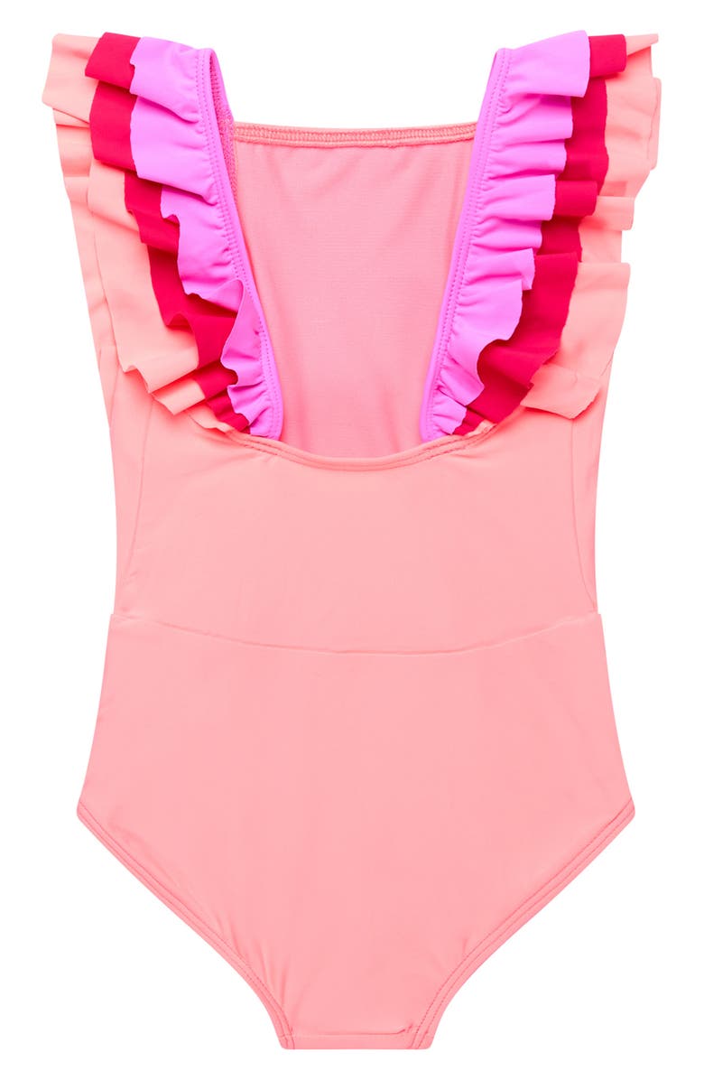 Beach Lingo Kids' Ruffle One-Piece Swimsuit, Alternate, color, Tangerine