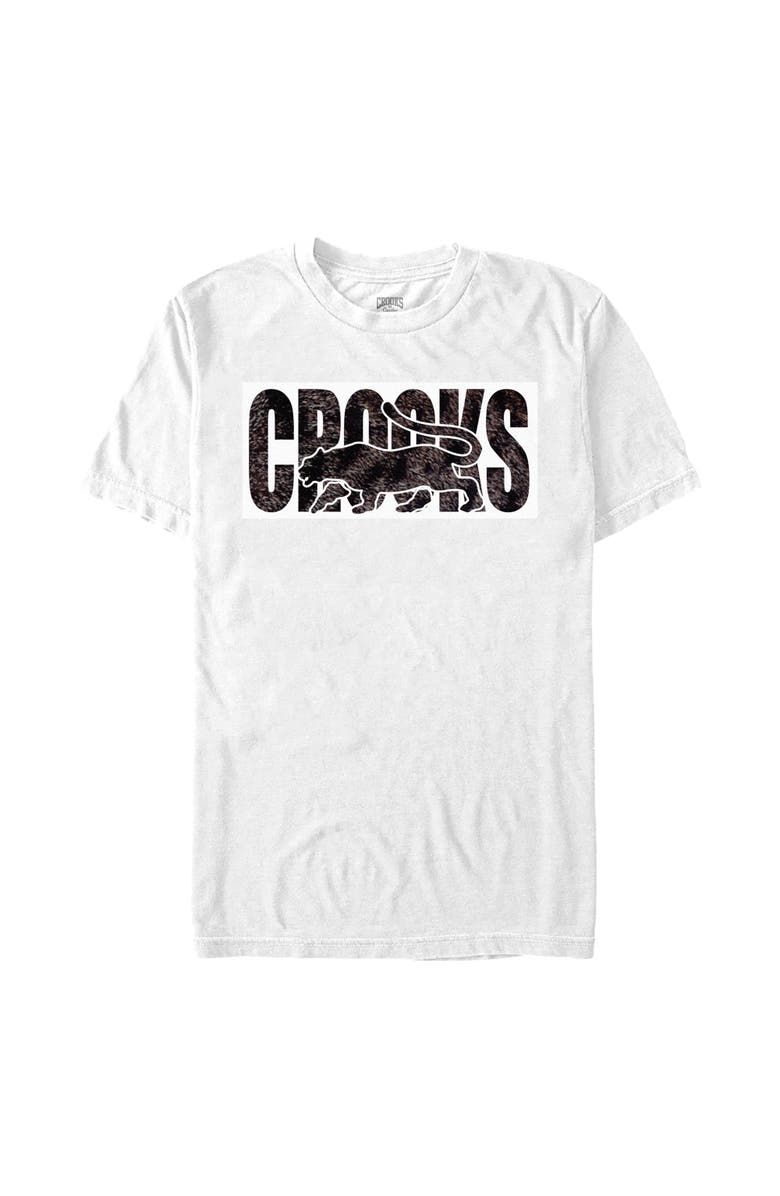 Crooks & Castles Men's Crooks & Castles Tiger Fur White Print Graphic T-Shirt, Main, color, White