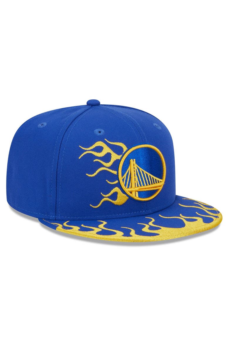 Men's New Era Royal Golden State Warriors  Rally Drive Flames 9FIFTY Snapback Hat, Alternate, color, Royal