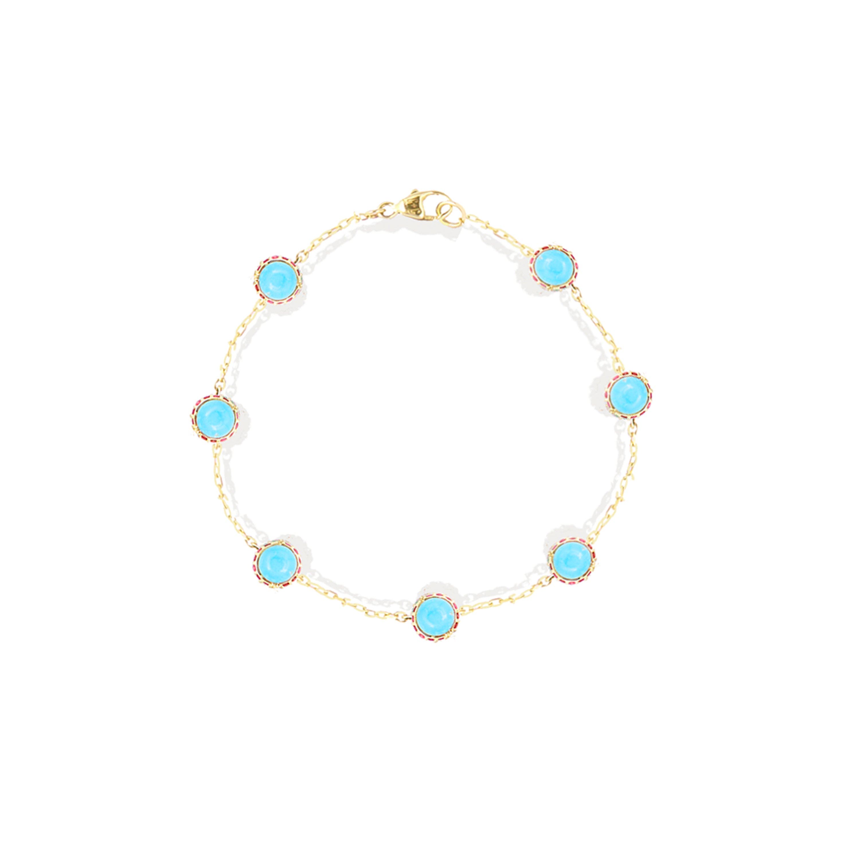 selected Turquoise & Pink Sapphire-Gold