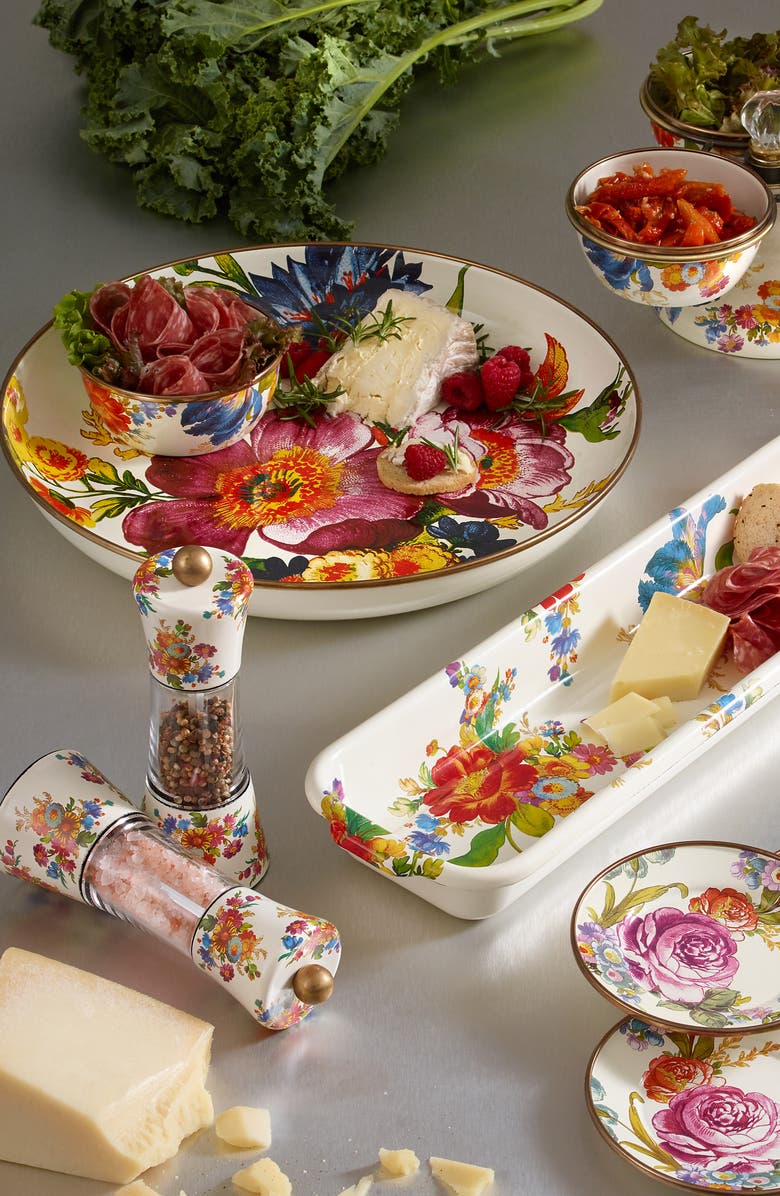 MACKENZIE CHILDS Flower Market Enameled Steel Abundant Bowl, Alternate, color, White Multi