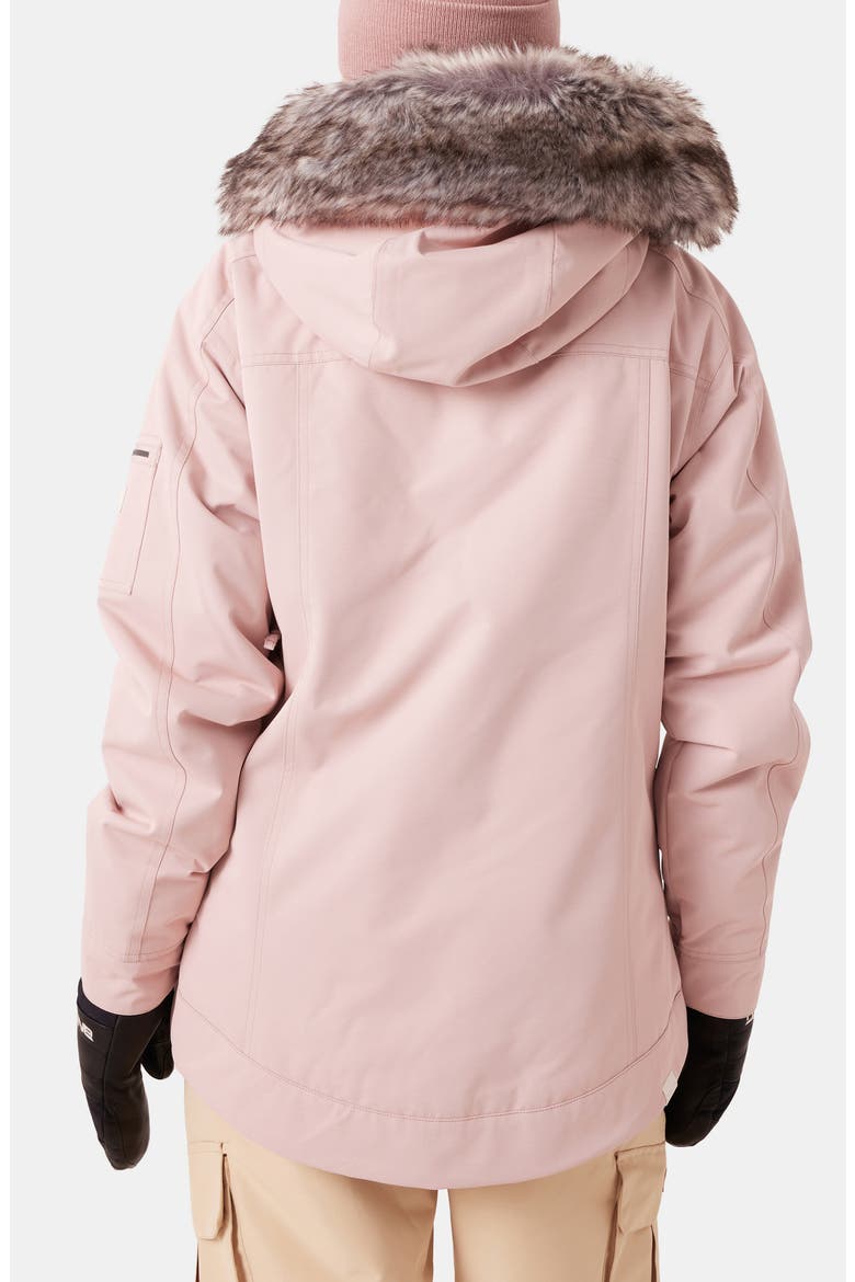 Meade Hooded Snow Jacket with Faux Fur Trim, Alternate, color, ADOBE ROSE